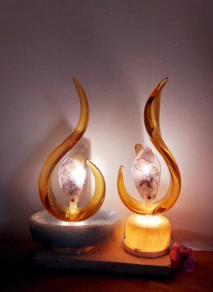Fruit of Life on Amethyst flame table lamp