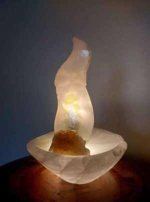 Flower / Seed of Life in flame on Onyx Bowl