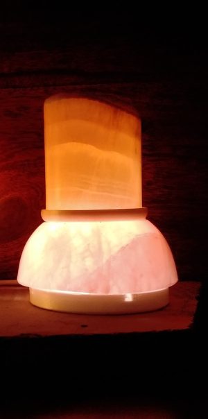 Calcite on Rose Quartz table lamp