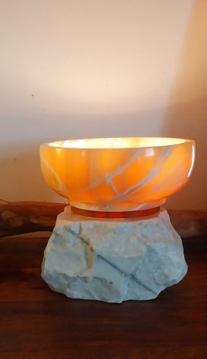 Yellow Onyx on White Marble table lamp