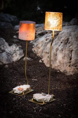 Raw Pyrite Couple of Table Lamps