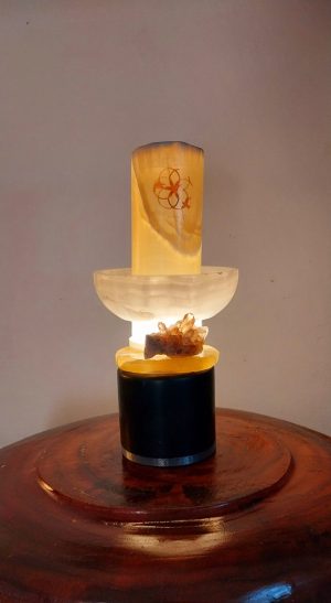 Seed of Life- Onyx & Calcite table lamp