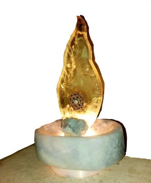 Flower of Life on Smoky Citrine Flame & Celestite
