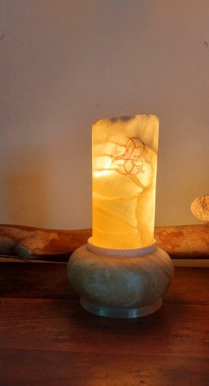 Calcite on Brown Travertine luxury table lamp