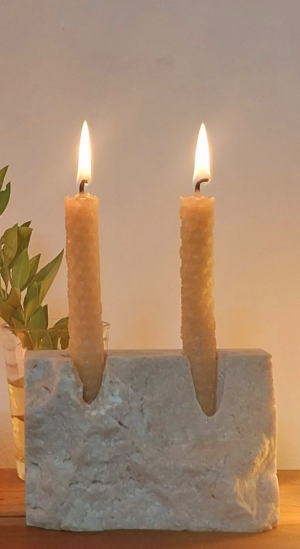Raw Travertine Dual Candle